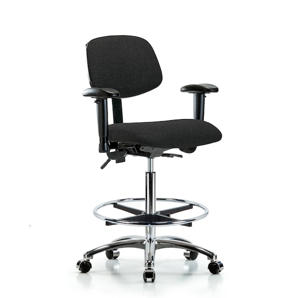 Chair, Fab, Hi Bench, Chr AA CF Casters, Blk, 6-Way Adjustable, 26" to 35-1/2" Height, Black