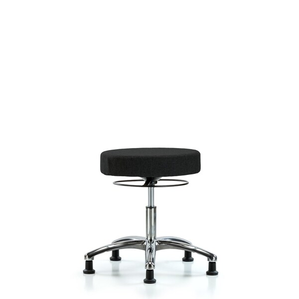Desk Stool, Chrome, Fabric, Glides, Blk