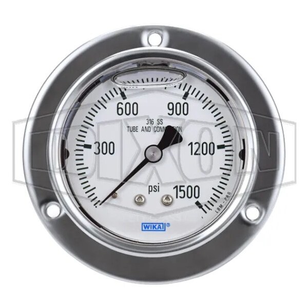 Panel Builder Gauge, 0 to 1500 psi, 1/4 in Connection, 2-1/2 in Dial, +/- 2-1-2 %, Glycerin Liquid F