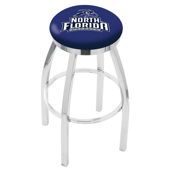 25" Chrome North Florida Swivel Bar Stool, Accent Ring