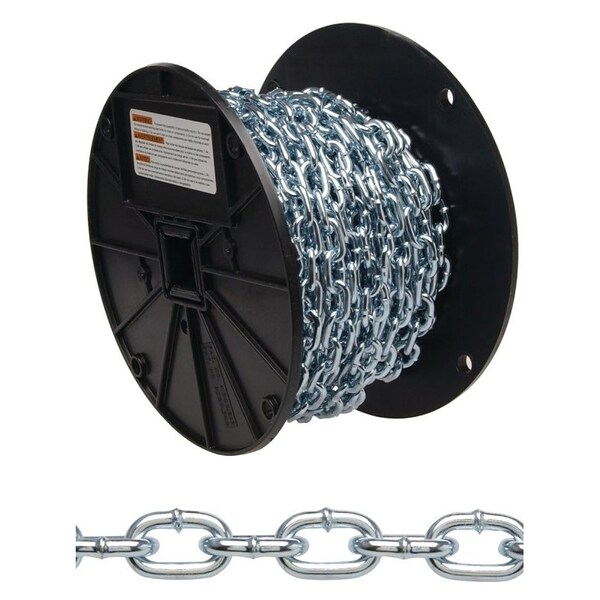 Campbell 0726727 Straight Link Coil Chain, 325 lb Working Load Limit, No 2, Steel, Zinc