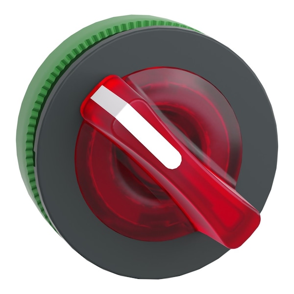 Head for illuminated selector switch, Harmony XB5, plastic, red handle, universal LED, 2 positions, stay put