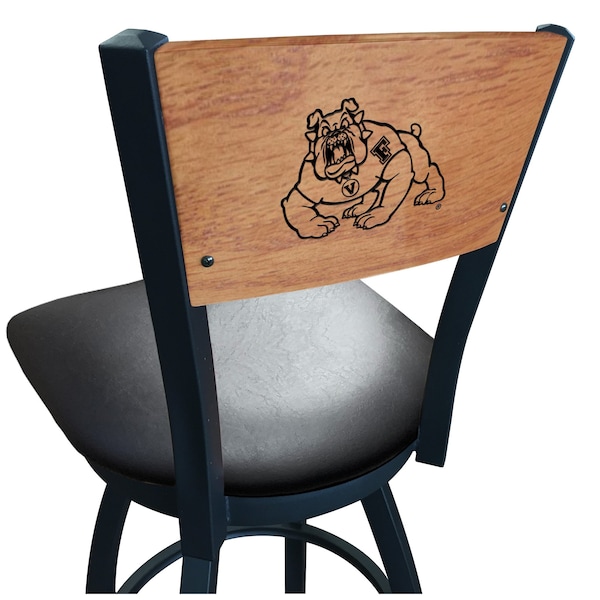 25" Blk Wrinkle Fresno State Swivel Bar Stool, Laser Engraved Back