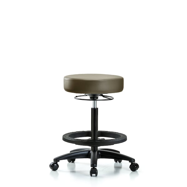 Vinyl Stool, High Bench, Foot Ring, Casters, Royal