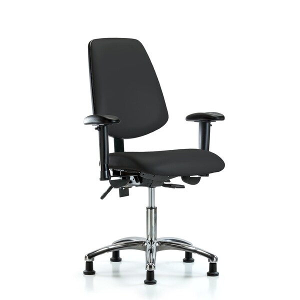 Desk Chair Desk Chair, Vinyl, Med, Bk, Glds, Blk, Adjustable Arms, 18" to 23" Height, Vinyl, Black