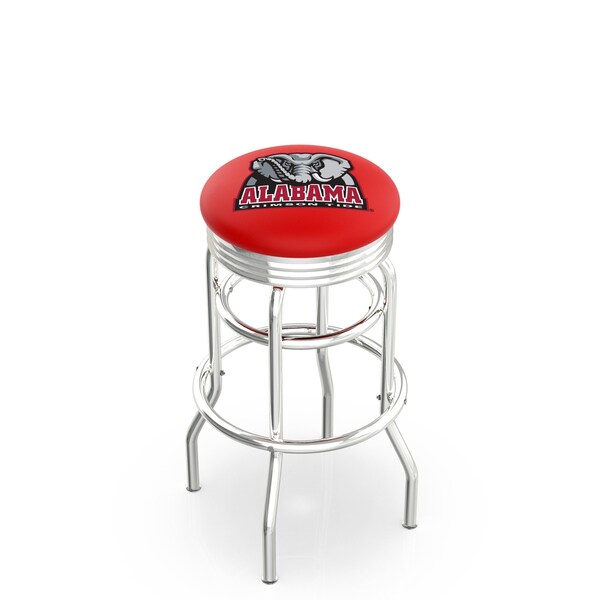 25" Chrome 2-Ring Alabama Swivel Bar Stool, Accent Ring
