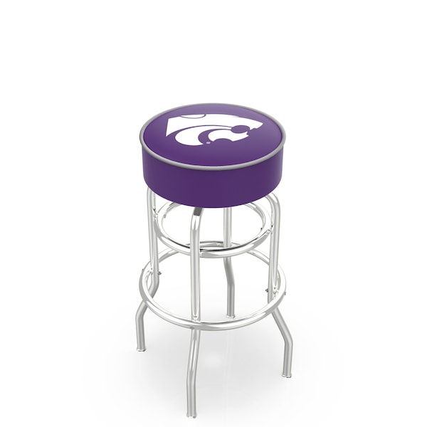 25" Kansas State Cushion Seat, 2-Ring Chrome Swivel Bar Stool
