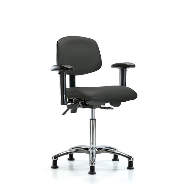 Medium Bench Chair Chair, Vin, Med Ben, Chr Tilt AA Glides, Gry, Adjustable Arms, 22" to 29" Height