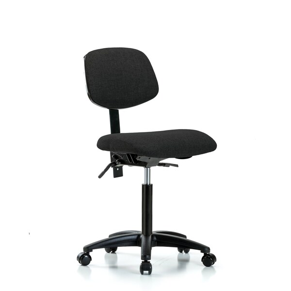 Chair, Fabric, Med Bench, Casters, Blk, No Arms, 22" to 29" Height, Black