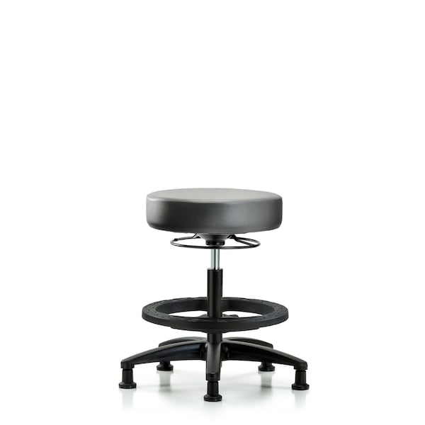 Vinyl Stool, Med Bench, Foot Ring, Glides, Sterling