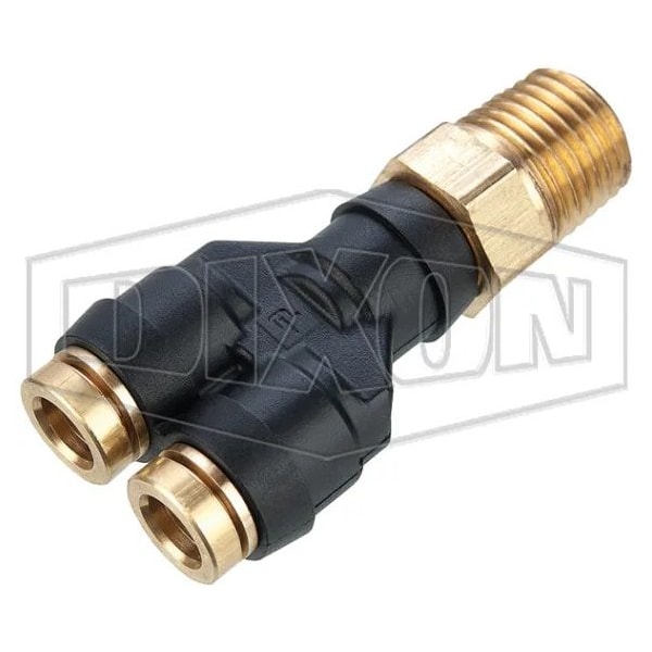 Legris by  Push-In Wye-Connector, 1/4 in Nominal, MNPT x Tube, 250 psi Pressure, Composite, Domestic