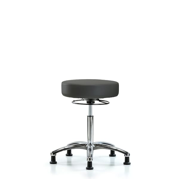 Vin Stool without Back Chrome-Medium Bench Ht with Stationary Glides in Charcoal Trailblazer Vin