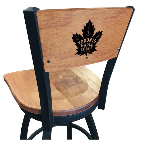25" Blk Wrinkle Toronto Maple Leafs Swivel Bar Stool, Engraved Back