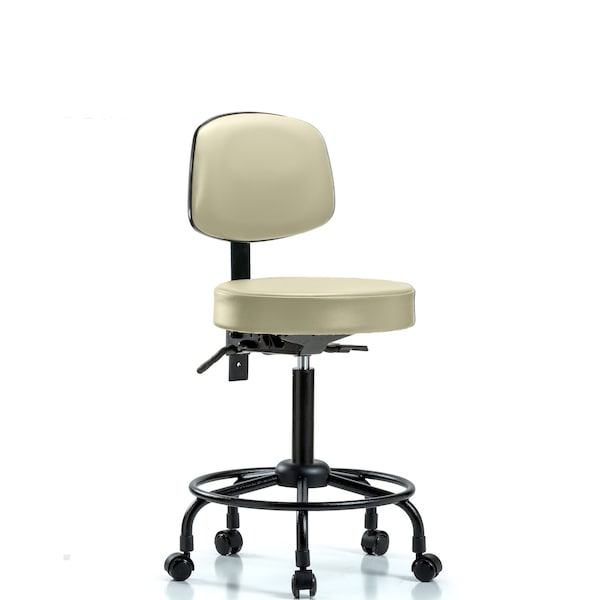 Med Bench Stool, Vin, Bk, RT, Tilt, Cast, Wht