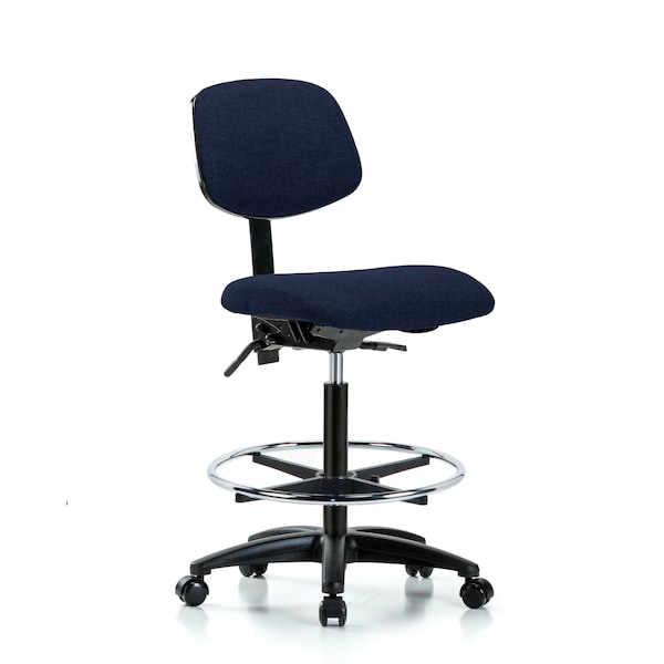 Chair, Fab, Hi Bench, Tilt CF Casters, Nav, No Arms, 26" to 35-1/2" Height, Dark Blue