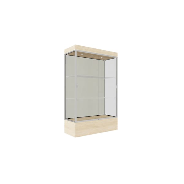 Lighted Floor Display Case 48x76x20, 12" Base, Satin