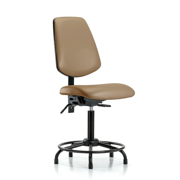 Medium Bench Chair No Arms, 22" to 29" Height, Vinyl, Taupe