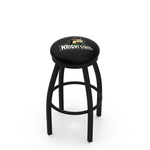 25" Blk Wrinkle Wright State Swivel Bar Stool, Accent Ring