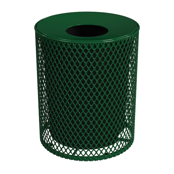 32 gal. 9 Gauge Metal Trash Can, Black/Green