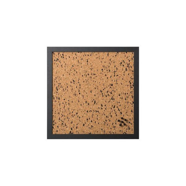 Black Speckled Cork Bulletin Board, Black MDF Frame, 18" X 18"