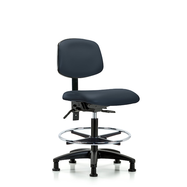 Chair, Vinyl, Med Bench, Tilt CF Glides, Nav, No Arms, 22" to 29" Height, Imperial Blue
