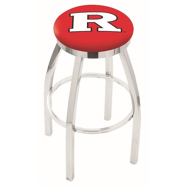 25" Chrome Rutgers Swivel Bar Stool, Accent Ring