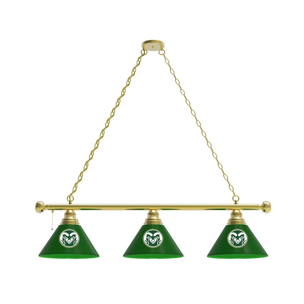 Colorado State 3 Shade Billiard Light, Brass Fixture