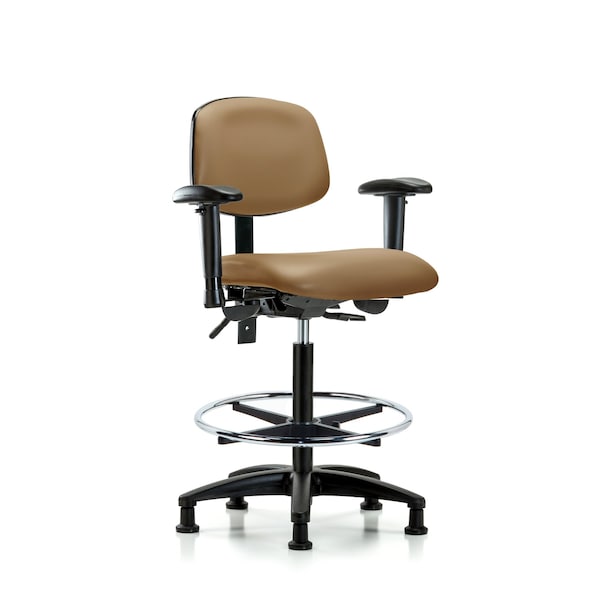 Chair, Poly, Med Bench, Chrome Tilt CF Glid, 6-Way Adjustable, 26" to 35" Height, Taupe