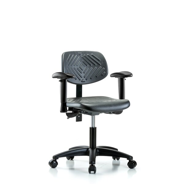 Desk Chair Desk Chair, Poly, Adj Arms Casters, Adjustable Arms, 17" to 22" Height, Black; Blue