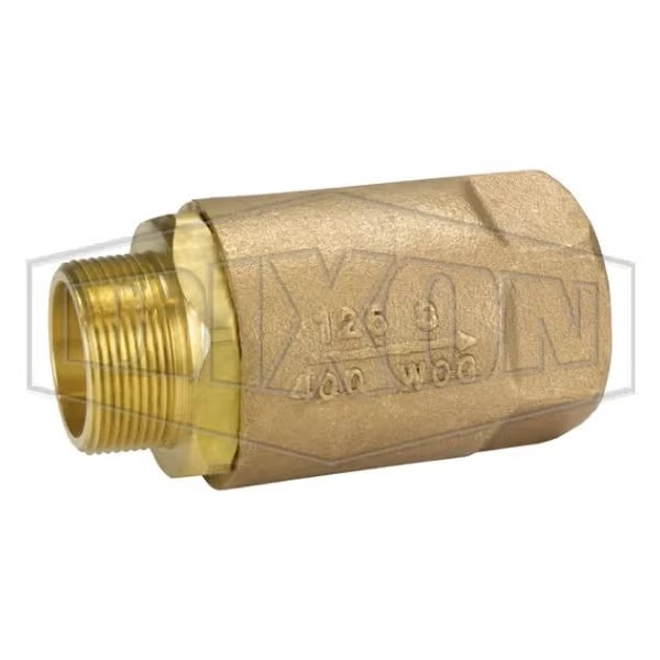 Ball Cone Check Valve, 2 in Nominal, MNPT x FNPT End Style, Brass Body, PTFE Seat Softgoods