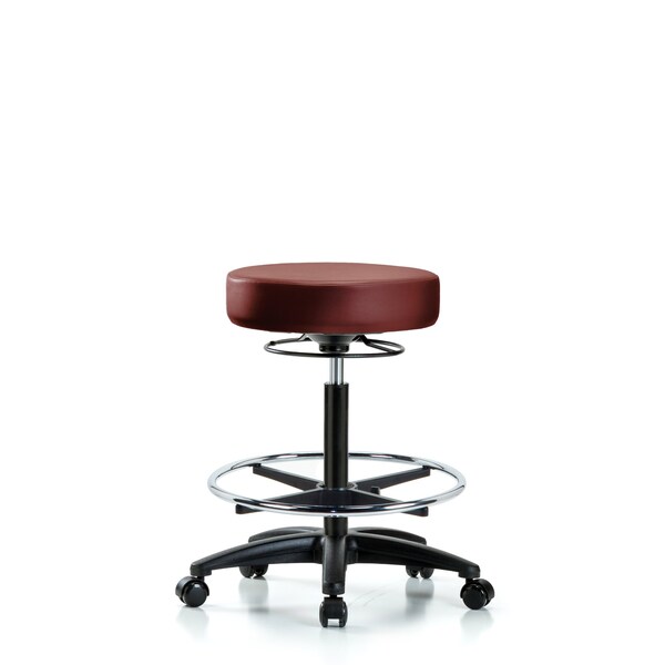 Vinyl Stool, High Bench, Foot Ring, Casters, Taupe