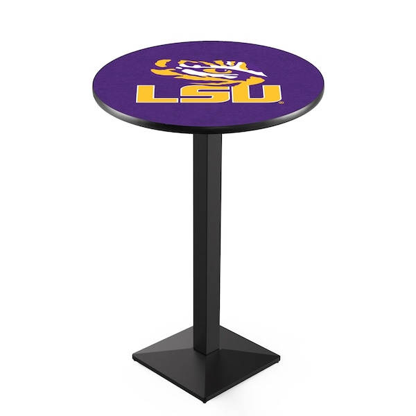 42" Blk Wrinkle Louisiana State Pub Table, 36" dia. Top