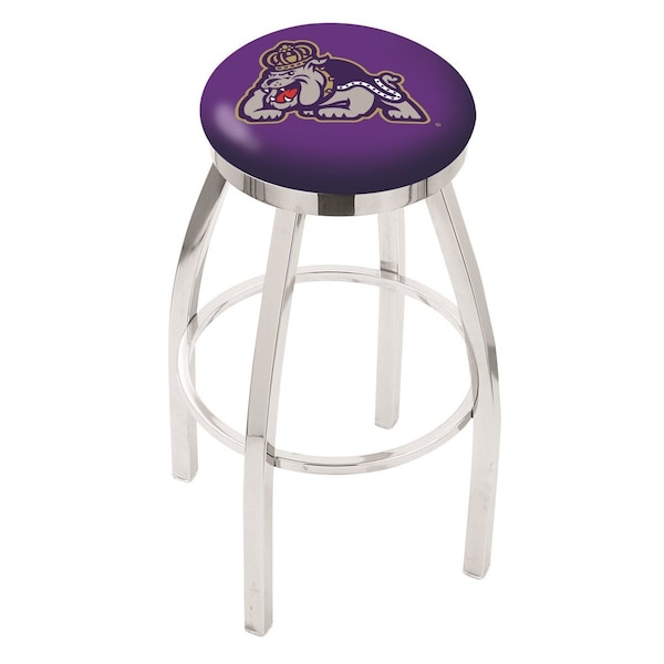 25" Chrome James Madison Swivel Bar Stool, Accent Ring