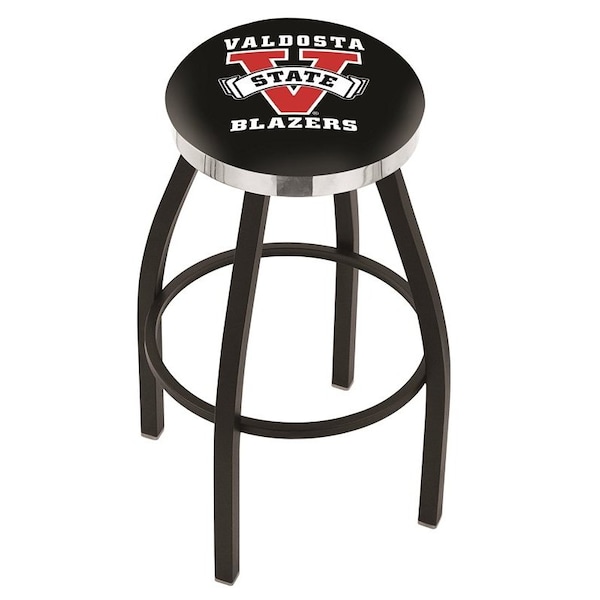 25" Blk Wrinkle Valdosta State Swivel Bar Stool, Chrome Ring