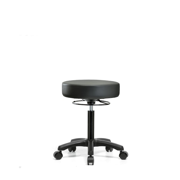 Vinyl Mini-Stool, Med Bench, Casters, Carbon