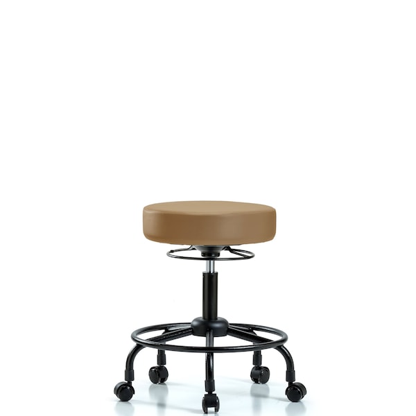 Desk Stool, Vinyl, RT, Casters, Taupe