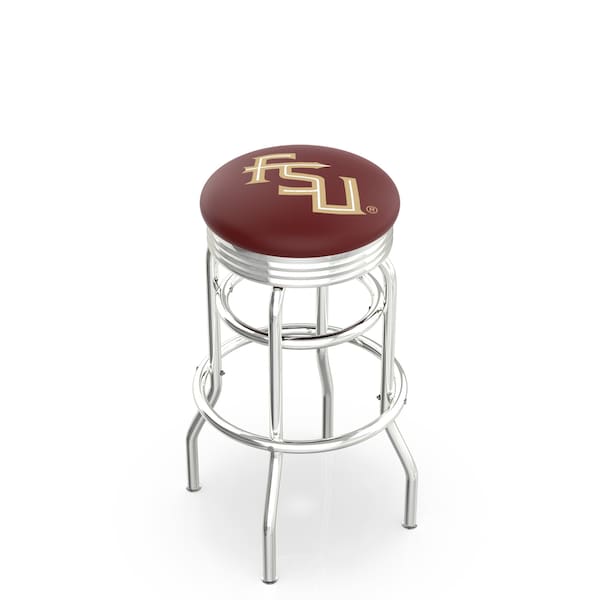 25" Chrome 2-Ring Florida State Script Swivel Bar Stool, Accent Ring