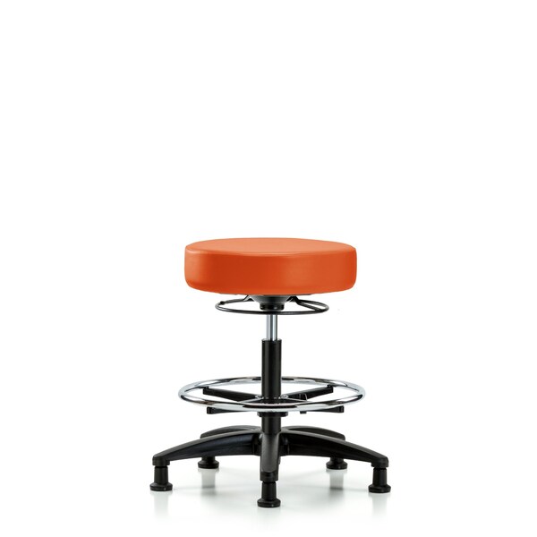 Bench Stool, Med, Vinyl, CF, Glides, Orange
