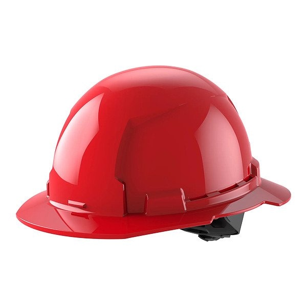BOLT Red Full Brim Hard Hat w/4pt Ratcheting Suspension - Type 1, Class E
