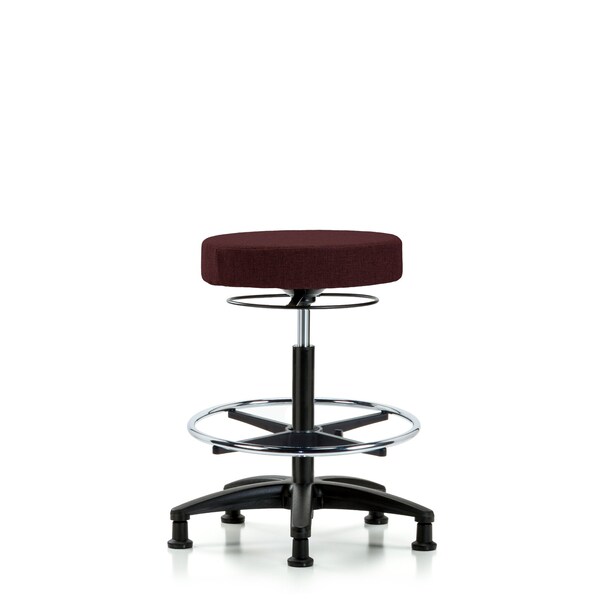 Rutledge Fab Stool without Back-High Bench Height with Chr Foot RingandStat Glides in Burgundy Fab