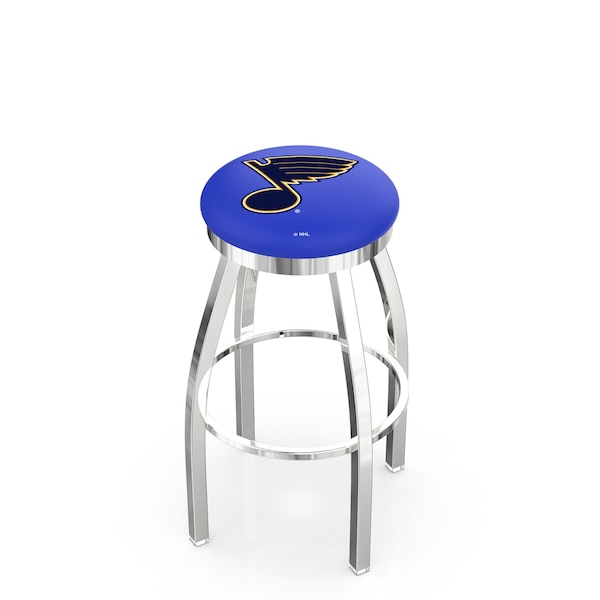 25" Chrome St Louis Blues Swivel Bar Stool, Accent Ring