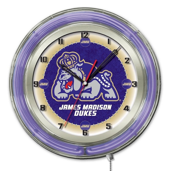 James Madison University Double Neon 19" Clock