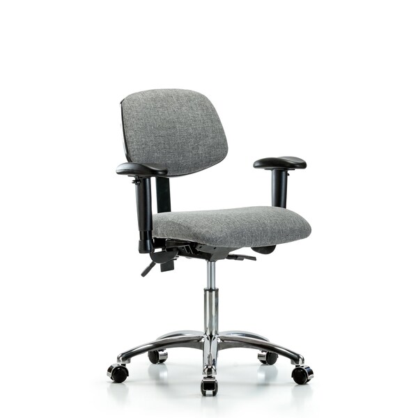 Desk Chair Desk Chair, Fab, Chr Tilt AA Casters, Gry, Adjustable Arms, 19" to 24" Height, Fabric, Grey