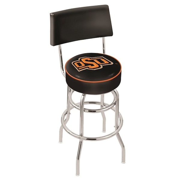 25" Chrome 2-Ring Oklahoma State Swivel Bar Stool, Back
