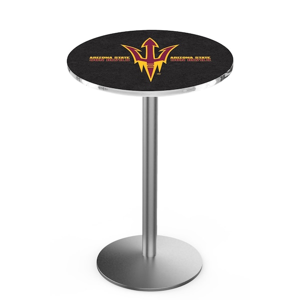 36" Stainless Steel Arizona State Pub Table, Pitchfork, 36" dia. Top