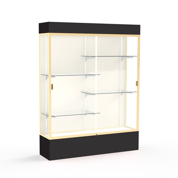 Lighted Floor Display Case 60x80x16, Plaque, Champange