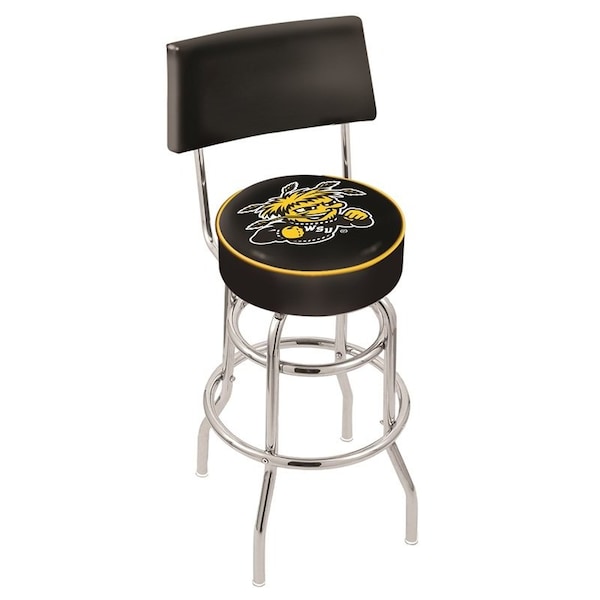 25" Chrome 2-Ring Wichita State Swivel Bar Stool, Back
