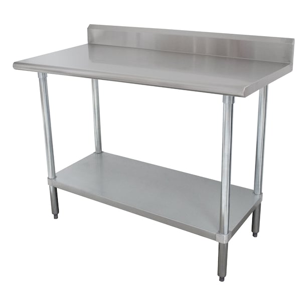 Special Value Work Table 84 in.W x 24 in.D 16 gauge 430 stainless steel top with 5 in.H backsplash