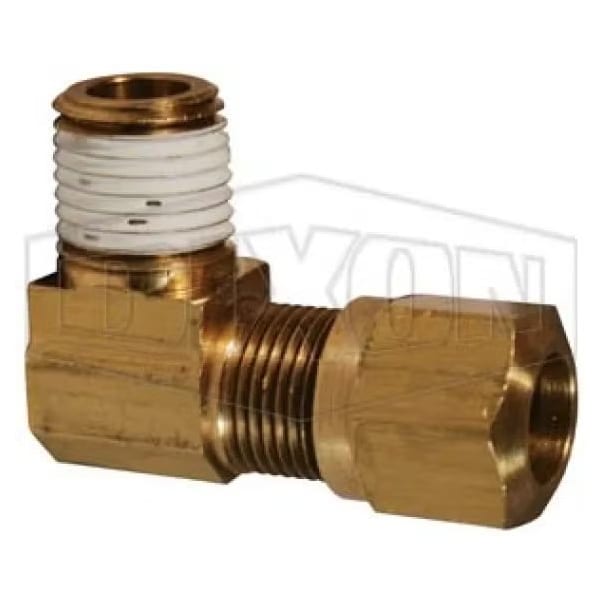 90Deg Air Brake Elbow, 1-18 x 3/4 in Nominal, Straight Male x Pipe End Style, Brass, Domestic