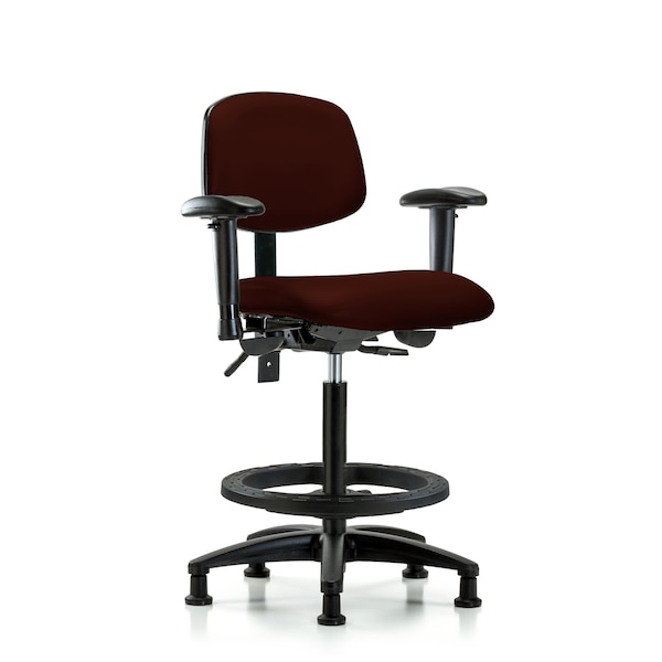 Chair, Fabric, Hi Bench, Tilt CF Glides, Blu, 6-Way Adjustable, 26" to 35" Height, Burgundy